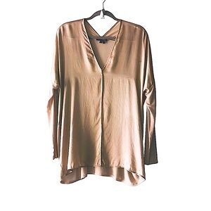 Vince silk dolman sleeve placket split neck blouse wool silk viscose